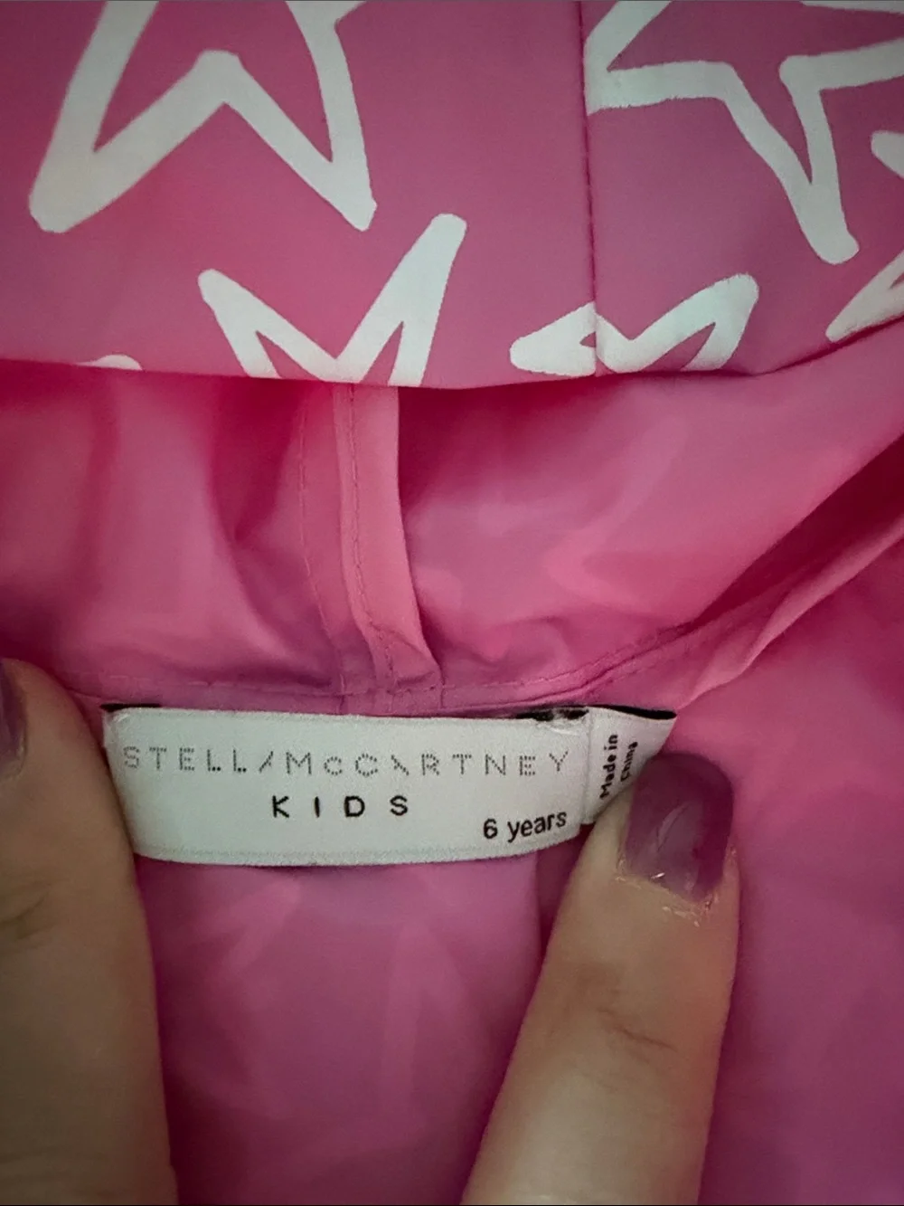 Stella McCartney Kids Pink and White Star Raincoat with Hood